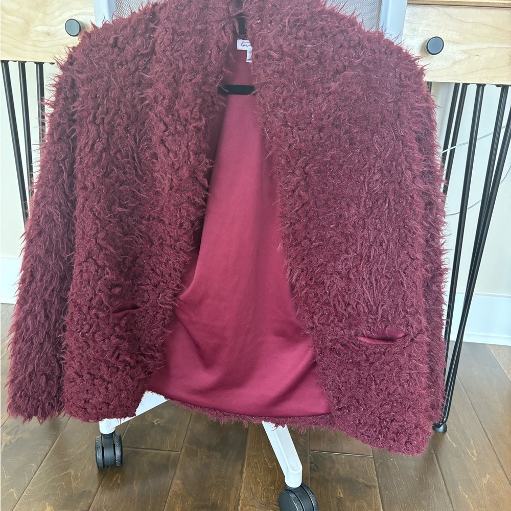 Women's Burgundy Fuzzy Jacket